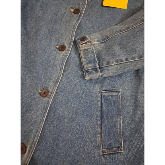NEW NWT Womens Denim & Co Coat QVC Button Front Lined Pockets Mid Length Large - Picture 3 of 6